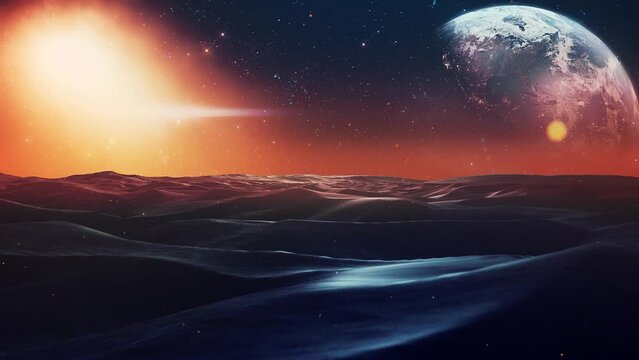 Abstract Desert Landscape - Earth from Alien Sand Dunes - Loop Fantasy Background