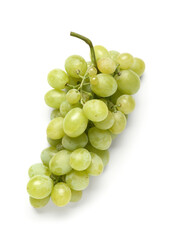 Sweet green grapes on white background