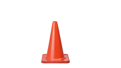 red traffic cone isolated on white background , transparent png image