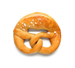 Soft pretzel on white background