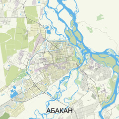 Fototapeta premium Abakan, Russia map poster art