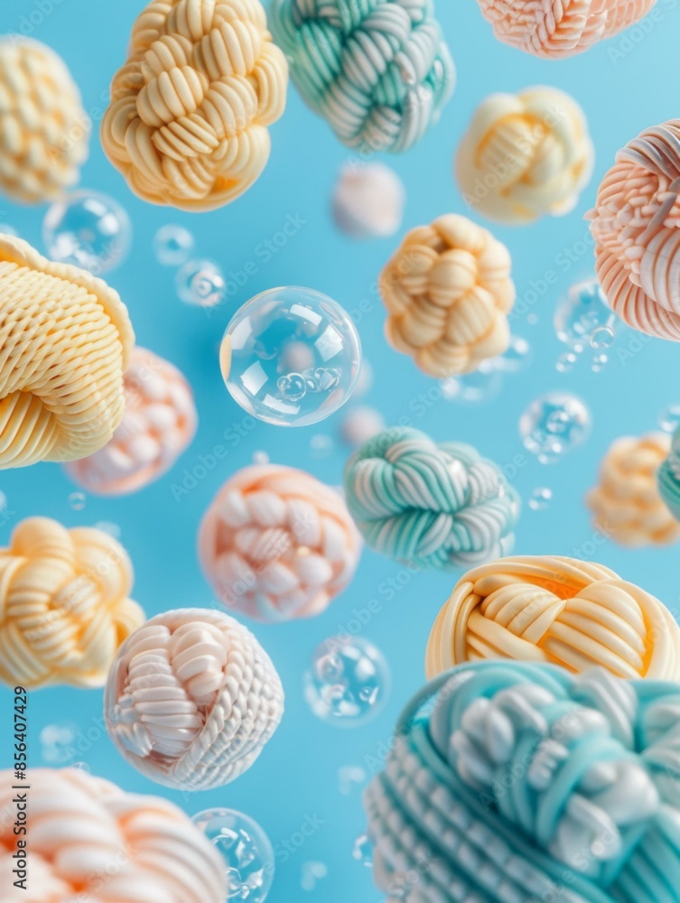 Aufkleber a bunch of different colored yarns floating in the air. generative ai.