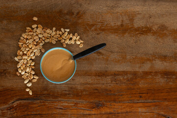 Top View of peanut butter with Roasted Peanuts