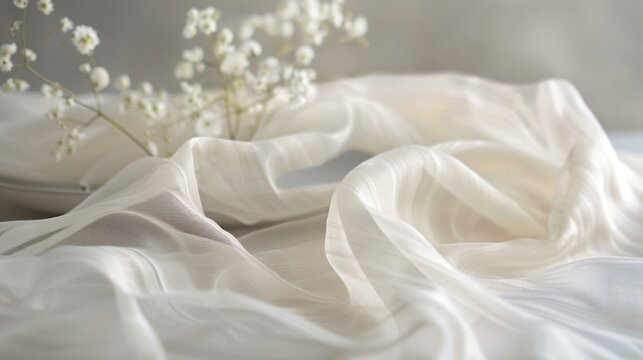 The breeze gently plays with the edges of the tablecloth creating a mesmerizing display of movement and grace.