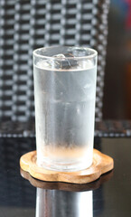 glass of ice water at the restaurant
