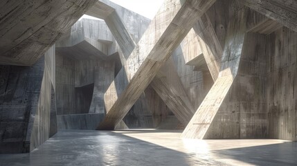 Abstract architectural backdrop Unoccupied rugged cement indoor space Computer generated imagery