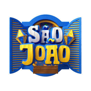 Selo 3d para s&atilde;o jo&atilde;o festa junina 3d render isolado