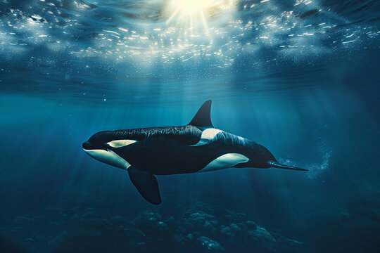 orca in an ocean