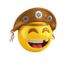 Emoji alegre com chapéu de cangaceiro elemento 3d para festa junina