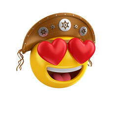 Emoji apaixonado com chapéu de cangaceiro elemento 3d para festa junina