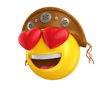 Emoji apaixonado com chap&eacute;u de cangaceiro elemento 3d para festa junina