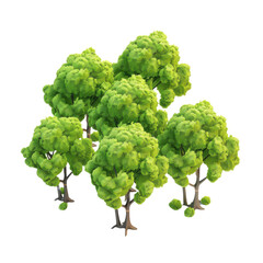 Illustration of a group of stylized green trees, perfect for nature and environmental concepts in digital art.