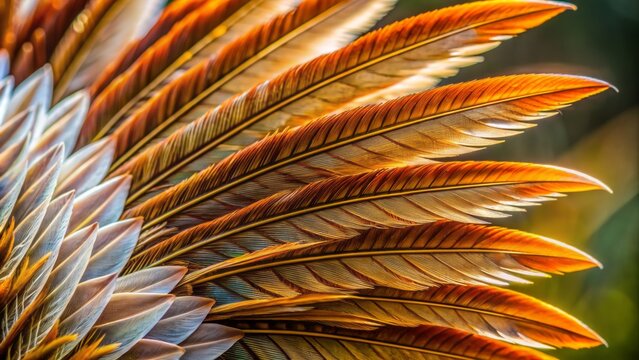 A Closeup Of A Variety Of Brown And Orange Feathers, With A Focus On The Intricate Patterns And Textures Of The Feathers.