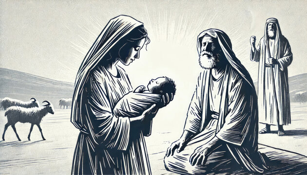 The Birth of Isaac &mdash; Genesis 21. Digital illustration.