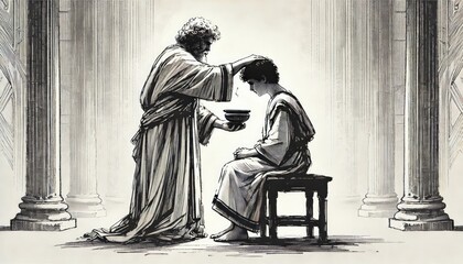 David is anointed king — 1 Samuel 16. Digital illustration.