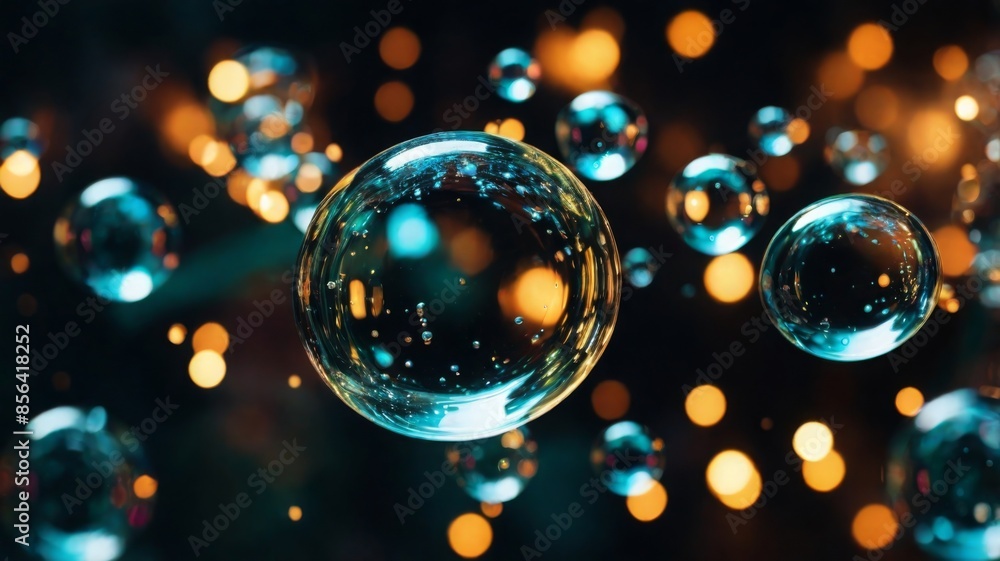 Poster soap bubbles abstract light illumination