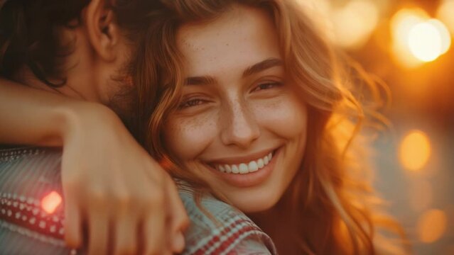 Couple comforts each other with hugs during difficult times It shows the role of oxytocin in empathy.