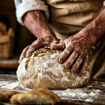 hands of a baker kneading dough