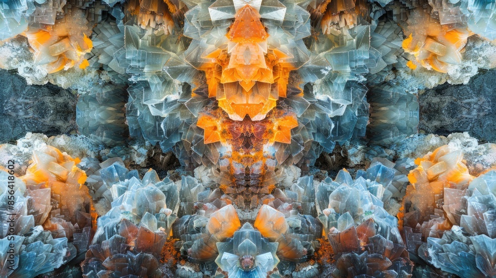 Poster natural mineral formations displaying beautiful patterns and textures with a mirrored effect