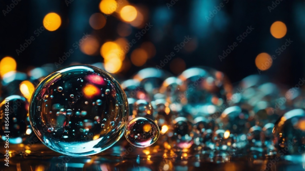 Poster soap bubbles abstract light illumination