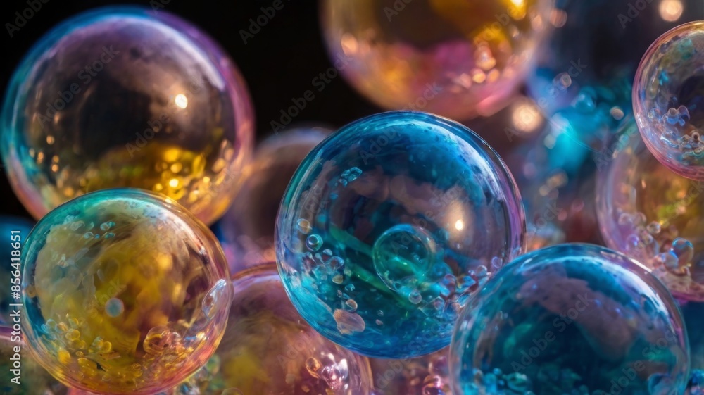 Poster soap bubbles abstract light illumination
