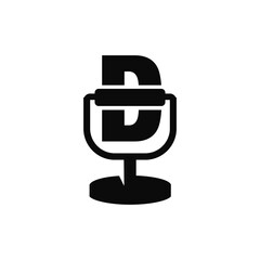 Letter D Podcast Mic logo icon vector template