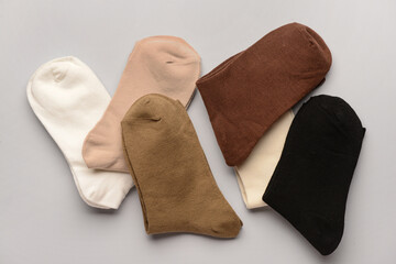 Basic color socks on white background