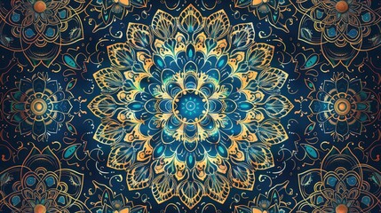 2d background with abstract and intricate mandala patterns creating a seamless design