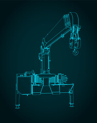 Mobile truck mounted crane blueprint