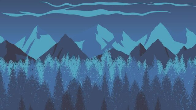 landscape with mountains animation
