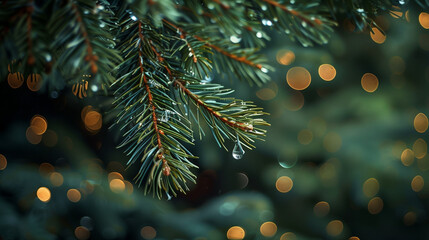 Pinetree with waterdrops 