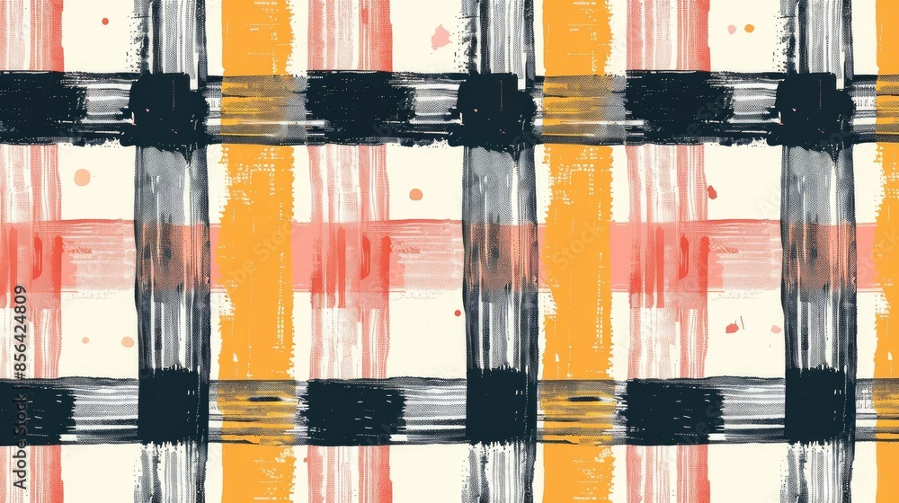 Poster abstract textured gingham pattern intersecting with simple stripes for versatile design purposes