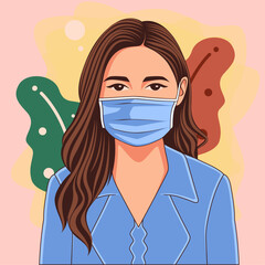 hygienic woman wearing a mask to protect herself from viruses, to stay healthy