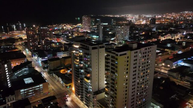 Antofagasta zona centro de noche, dron