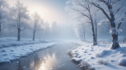 Fototapeta premium snow covered trees in the forest
