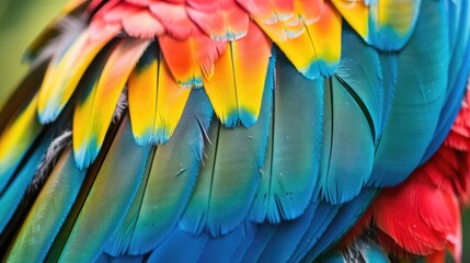 Obraz premium Close up view of vibrant Macaw parrot feather design
