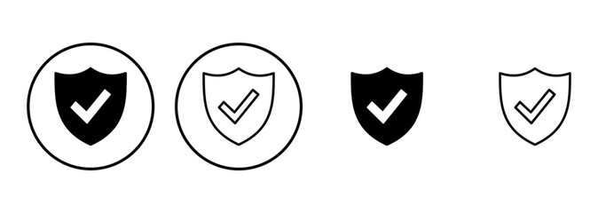 Shield check mark  icon set. Protection approve sign. Safe icon vector