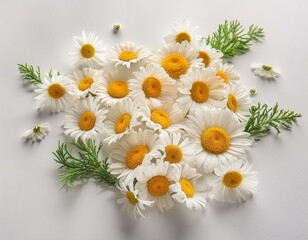 Obraz premium Beautiful chamomile flowers on white background