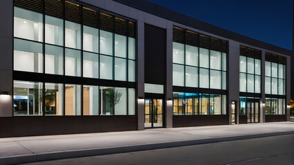 Starlit Shopping Bliss: The Mall's Glass Windows Reflect City Lights