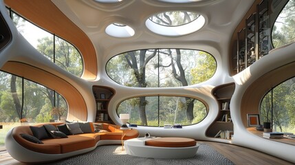 Living room design: a creative and innovative model blending modern aesthetics with functionality, redefining the heart of the home with stylish and practical elements.