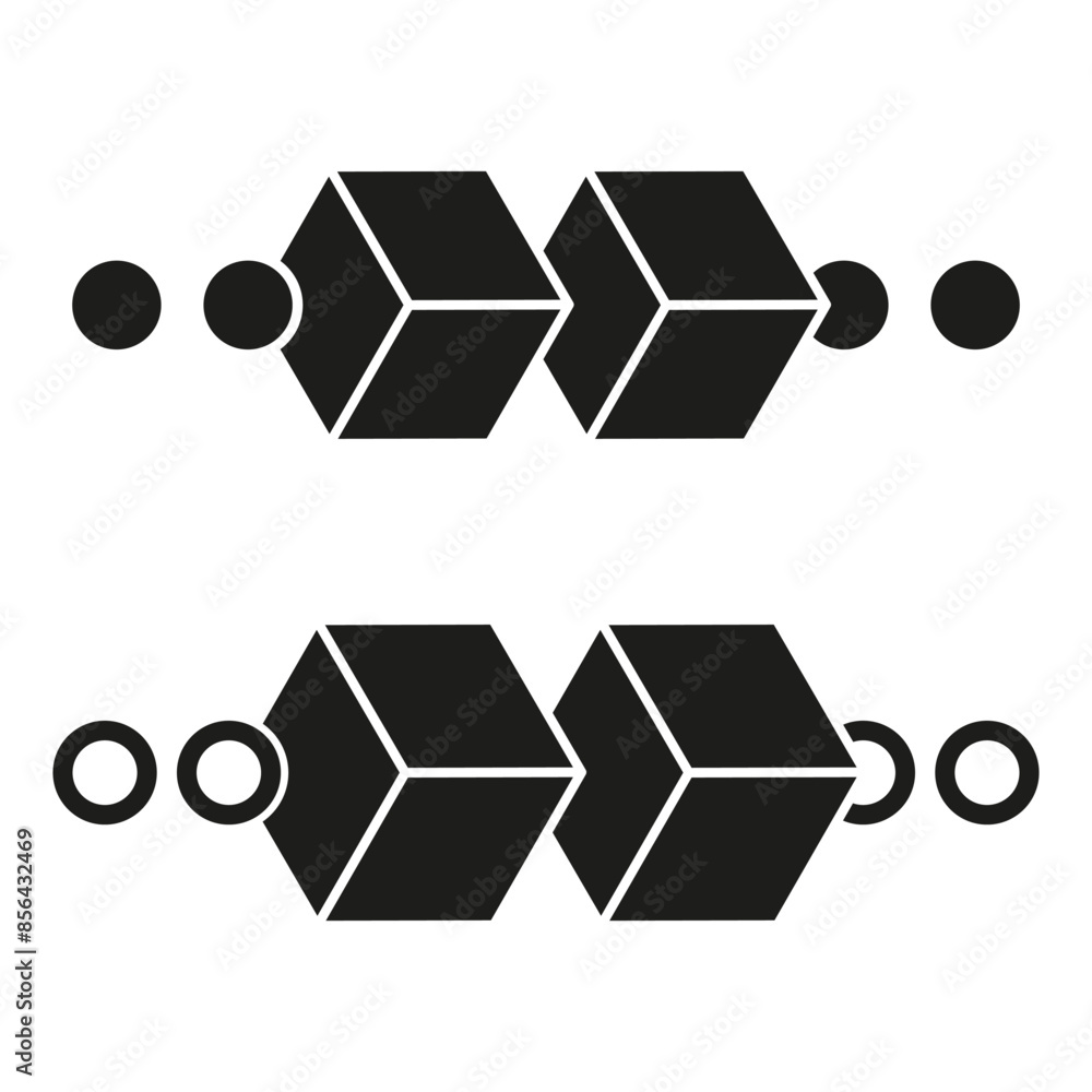 Aufkleber blockchain cube icons. black and white. vector technology symbols. digital network.