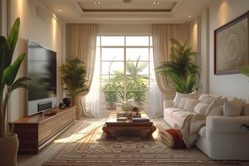 Fototapeta premium Model interior design of living room (3D Render).