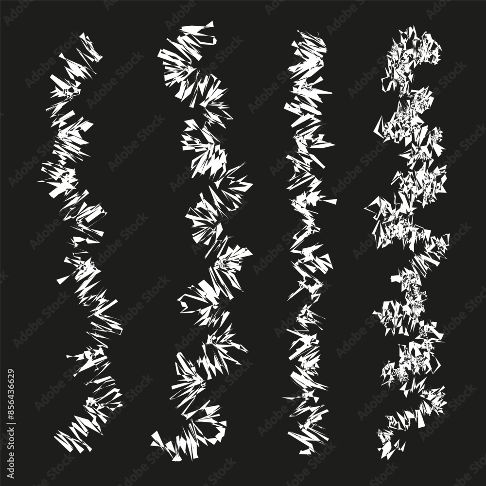Poster abstract jagged lines. black background. white irregular shapes. dynamic vector pattern.