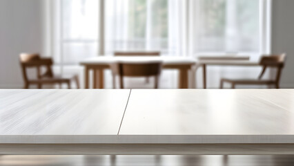 Fototapeta premium Empty white table in room focus on table white theme