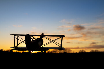 Dawn Red Plane Sihouette
