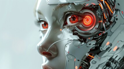 Futuristic Artificial intelligence, Cyborg bionic human robotic synthetic android Cyberpunk concept AI generated image
