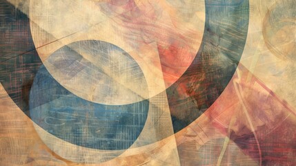 Fototapeta premium Pastel Colored Abstract Artwork Featuring Circle and Line Elements in a 4000x4000 Dimension