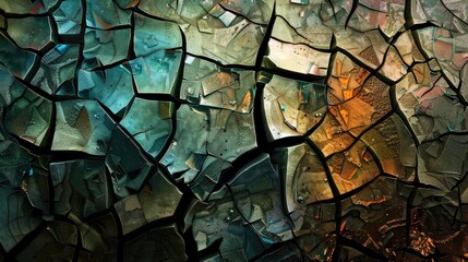 Abstract damaged mosaic tiles digital artwork