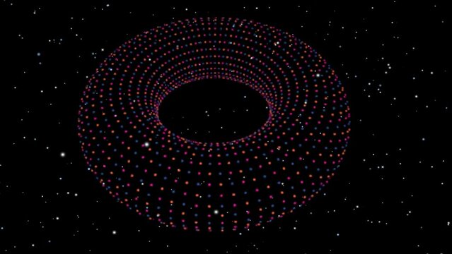 Colorful Torus Geometry Traveling in Space