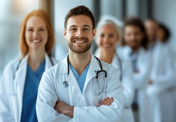 Fototapeta premium A group of doctors are smiling.Concept of camaraderie and teamwork among the medical professionals